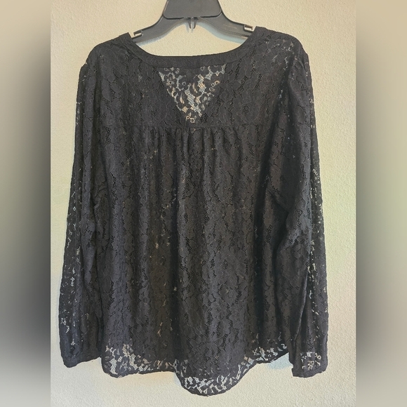 Torrid Sheer Lace Blouse Womens 2XL Black Popover See Thru Long Sleeve Y2k 90s - Picture 12 of 14